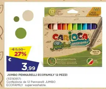 Toys Center Carioca Jumbo Pennarelli Ecofamily 12 Pezzi offerta