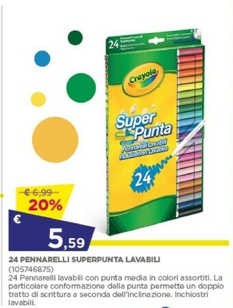 Crayola 24 Pennarelli Superpunta Lavabili