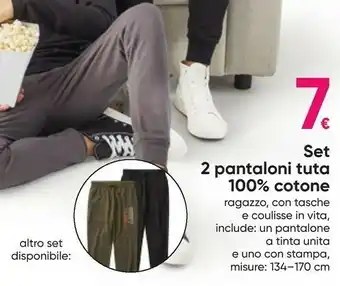 Pepco Set 2 Pantaloni Tuta 100% Cotone offerta