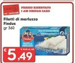 Despar Findus Filetti Di Merluzzo offerta