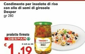 Despar Despar Condimento Per Insalata Di Riso Con Olio Di Semi Di Girasole offerta