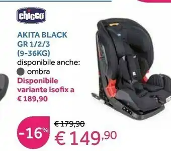 Prenatal Chicco Akita Black Gr 1/2/3 offerta