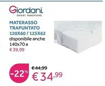 Prenatal Giordani Materasso Trapuntato 120x60 offerta