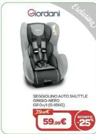 Bimbo Store Giordani Seggiolino Auto Shuttle Grigio-Nero offerta
