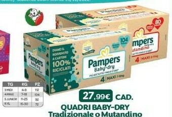 Bimbo Store Pampers Quadri Baby-Dry Tradizionale offerta