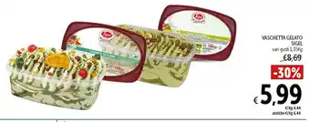 Spazio Conad VASCHETTA GELATO SIGEL vari gusti 1,35Kg offerta