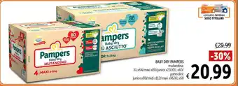 Spazio Conad BABY DRY PAMPERS mutandina: XLx64/maxi x80/junior x70/XXLX60/ pannolini: junior x88/midi x112/maxi x96/XLx68 offerta