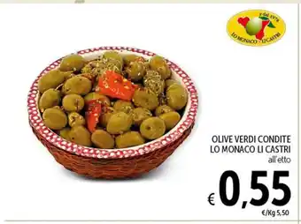 Spazio Conad OLIVE VERDI CONDITE LO MONACO LI CASTRI all'etto offerta