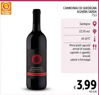 CANNONAU DI SARDEGNA AGHERA SARDA 75cl