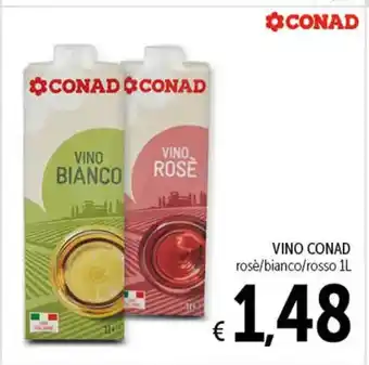 Spazio Conad VINO CONAD rose/bianco/rosso 1L offerta