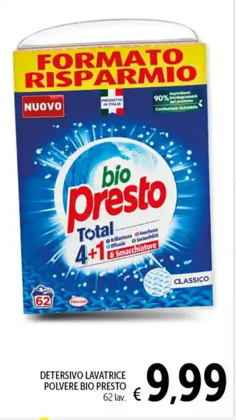 Spazio Conad DETERSIVO LAVATRICE POLVERE BIO PRESTO 62 lav. offerta