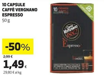 Coop Caffè vergnano 1882 10 Capsule Espresso 50 G offerta