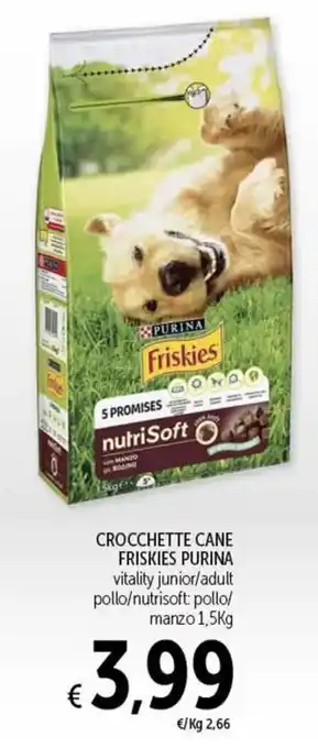 Spazio Conad CROCCHETTE CANE FRISKIES PURINA vitality junior/adult pollo/nutrisoft: pollo/ manzo 1,5Kg offerta