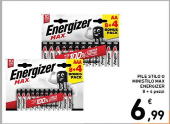 Spazio Conad PILE STILO O MINISTILO MAX ENERGIZER 8 + 4 pezzi offerta