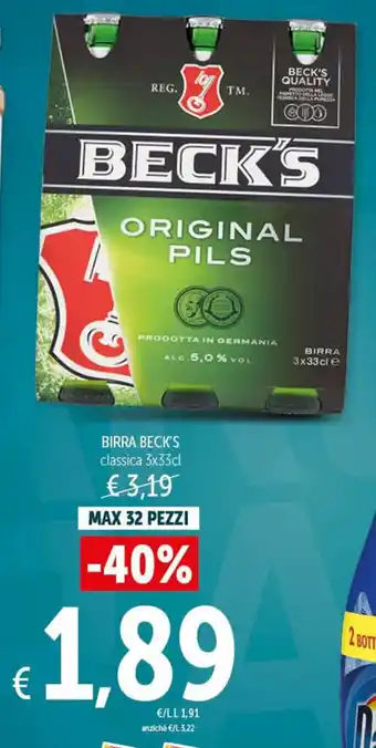 Spazio Conad BIRRA BECK'S classica 3x33cl offerta