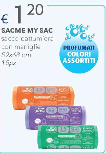 Acqua & Sapone SACME MY SAC sacco pattumiera con maniglie 52x68 cm 15pz offerta