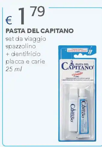 Acqua & Sapone PASTA DEL CAPITANO set da viaggio spazzolino + dentifricio placca e carie 25 ml offerta