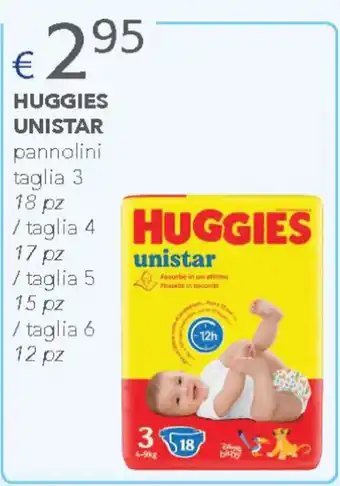 Acqua & Sapone HUGGIES UNISTAR pannolini taglia 3 18 pz / taglia 4 17 pz / taglia 5 15 pz /taglia 6 12 pz offerta