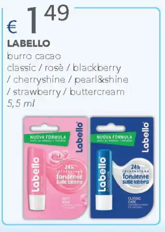 Acqua & Sapone LABELLO burro cacao classic/rosè / blackberry /cherryshine /pearl&shine. /strawberry / buttercream 5,5 ml offerta