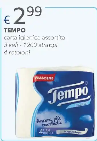 Acqua & Sapone TEMPO carta igienica assortita 3 veli 1200 strappi 4 rotoloni offerta