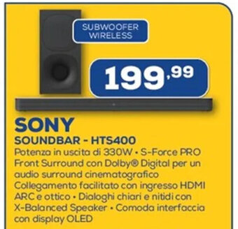 Euronics SONY SOUNDBAR - HTS400 offerta