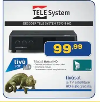 Euronics TELE System DECODER TELE SYSTEM TS9018 HD offerta