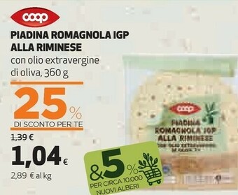 Coop Coop - Piadina Romagnola IGP Alla Riminese Con Olio Extravergine Di Oliva 360 G(ml) offerta