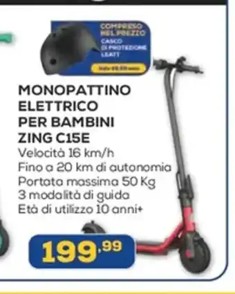 Euronics ΜΟΝΟΡΑΤΤΙΝΟ ELETTRICO PER BAMBINI ZING C15E offerta