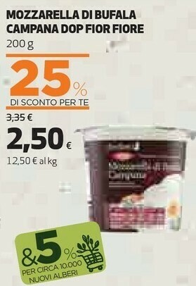 Coop Coop - Mozzarella Di Bufala Campana Fior Fiore DOP 200 G(ml) offerta