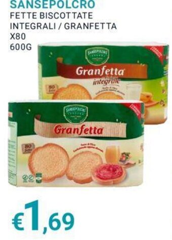 Eté SANSEPOLCRO FETTE BISCOTTATE INTEGRALI / GRANFETTA X80 600G offerta