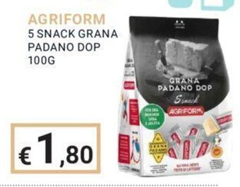 Eté AGRIFORM 5 SNACK GRANA PADANO DOP 100G offerta