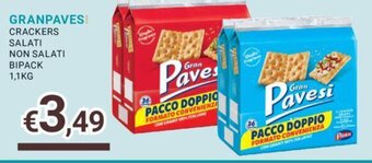 Eté GRANPAVESI CRACKERS SALATI NON SALATI BIPACK 1,1KG offerta