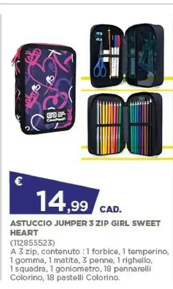 Toys Center Coolpack Astuccio Jumper 3 Zip Girl Sweet Heart offerta