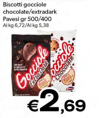 Biscotti gocciole chocolate/extradark Pavesi gr 500/400