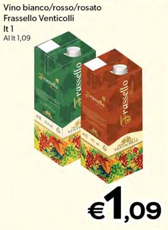 MAX Supermercati Vino bianco/rosso/rosato Frassello Venticolli lt 1 offerta