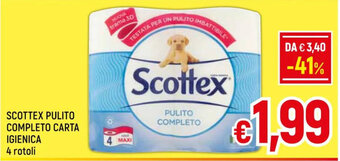 A&O SCOTTEX PULITO COMPLETO CARTA IGIENICA 4 rotoli offerta