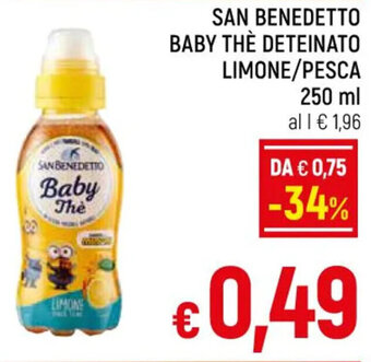 A&O SAN BENEDETTO BABY THÈ DETEINATO LIMONE/PESCA 250 ml offerta