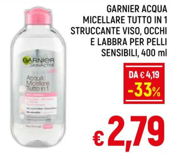 A&O GARNIER ACQUA MICELLARE TUTTO IN 1 STRUCCANTE VISO, OCCHI E LABBRA PER PELLI SENSIBILI, 400 ml offerta