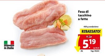 Lidl Fesa di tacchino a fette 450 g offerta