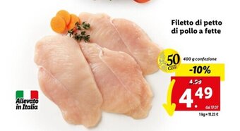 Lidl Filetto di petto di pollo a fette 400 g offerta
