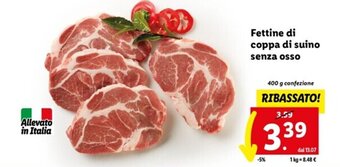 Lidl Fettine di coppa di suino senza osso 400 g offerta