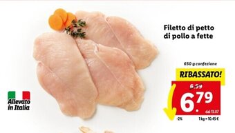 Lidl Filetto di petto di pollo a fette 650 g offerta
