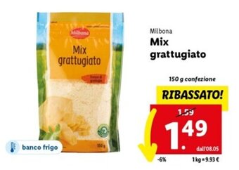 Lidl Milbona Mix grattugiato 150 g offerta