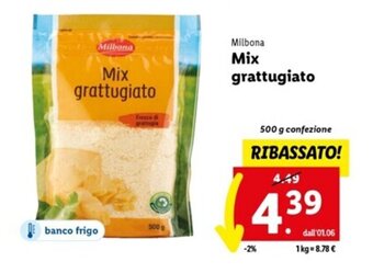 Lidl Milbona Mix grattugiato 500 g offerta