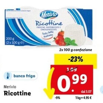 Lidl Merivio Ricottine 2x 100 g offerta