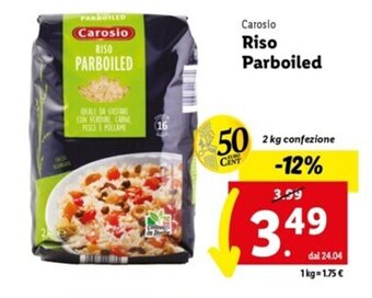 Lidl Carosio Riso Parboiled 2 kg offerta