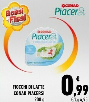 Conad Conad - Piacersi Fiocchi Di Latte 3% Grassi 200 G(ml) offerta