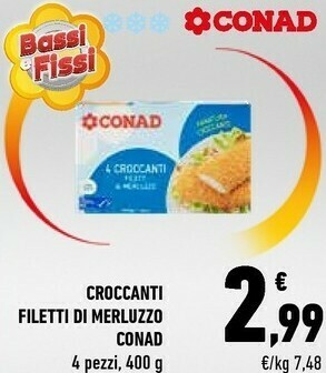 Conad Conad - Croccanti Filetti Di Merluzzo 400 G(ml) offerta