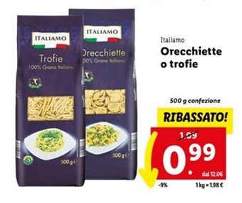 Lidl Italiamo Orecchiette o trofie 500 g offerta