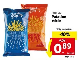 Lidl Snack Day Patatine sticks 125 g offerta